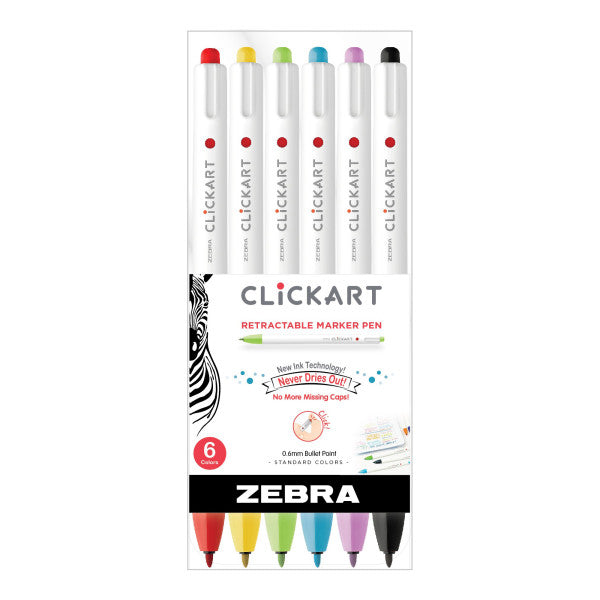 ClickArt Retractable Marker Pen Sets 6 Colors - Odd Nodd Art Supply
