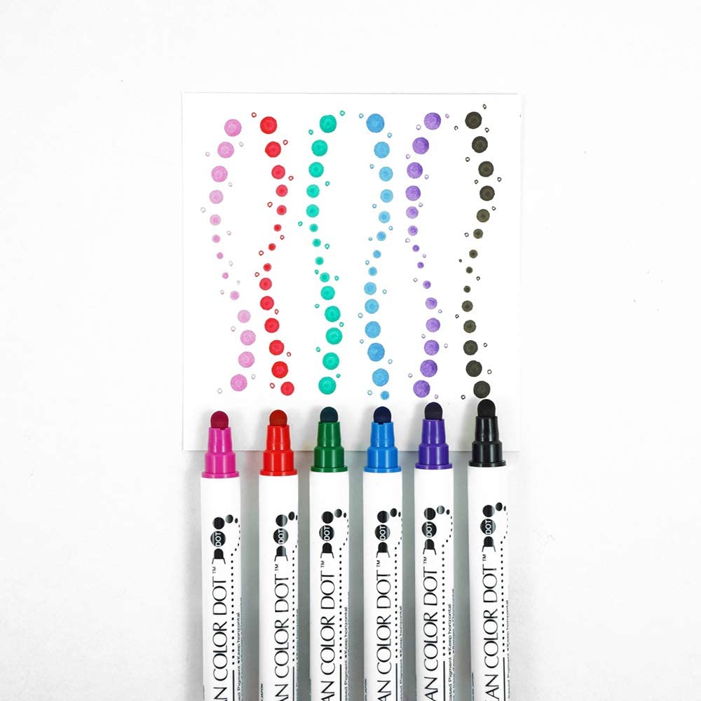Clean Color Dot Marker Sets Set of 6 Kuretake  - Odd Nodd Art Supply