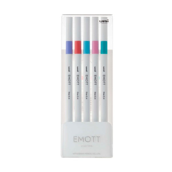 5-Pen Set #5 - Light Violet, Coral Pink, Light Blue, Light Pink, Emerald Green EMOTT Fineliner Pen Sets - Odd Nodd Art Supply