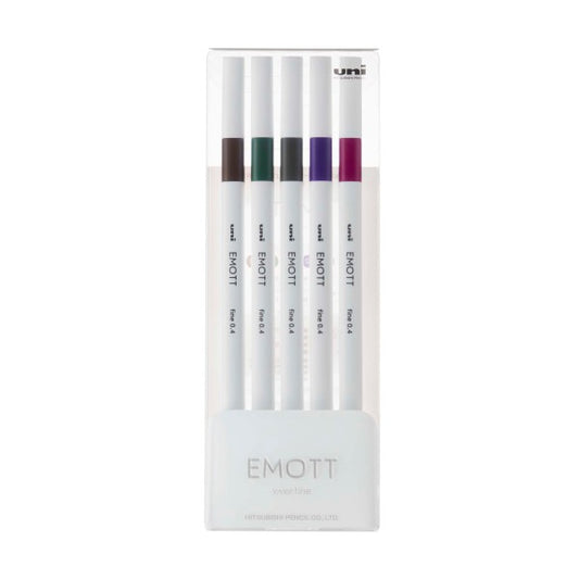 EMOTT Fineliner Pen Sets 5-Pen Set #3 - Dark Brown, Khaki Green, Grey, Violet, Amethyst - Odd Nodd Art Supply