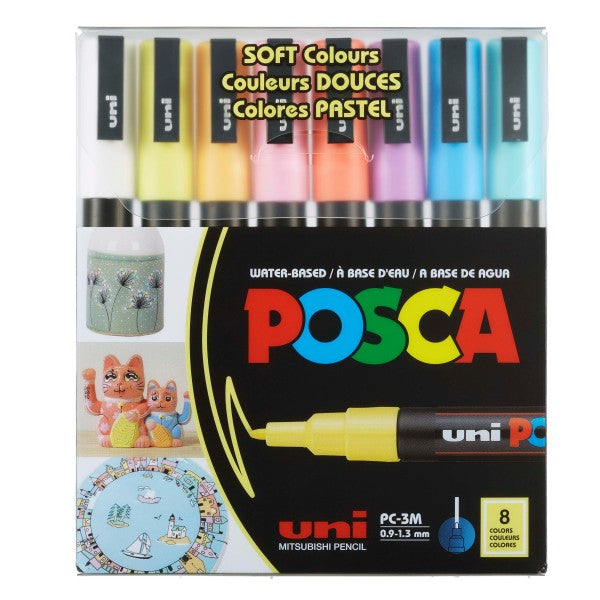 POSCA Acrylic Paint Marker Sets Soft Color 8 Set PC-3M - Odd Nodd Art Supply