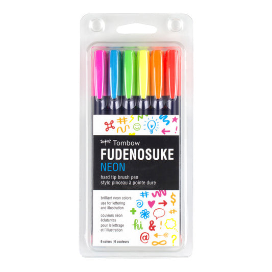 Neon Fudenosuke Colored Brush Pen Set - Odd Nodd Art Supply