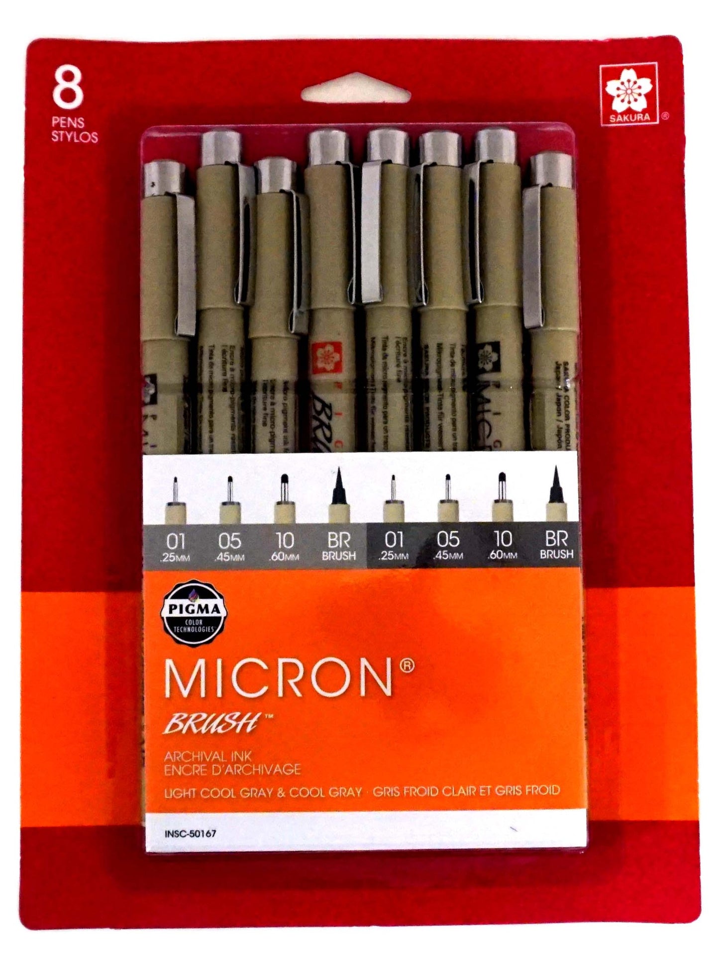 8 Piece Cool and Light Gray Micron Pigma Pen Set - Odd Nodd Art Supply