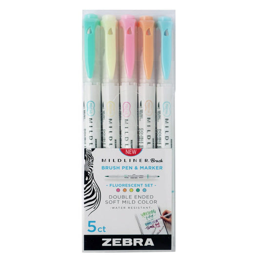 Mildliner Double-Ended Pen Sets Brush Fluorescent - Odd Nodd Art Supply