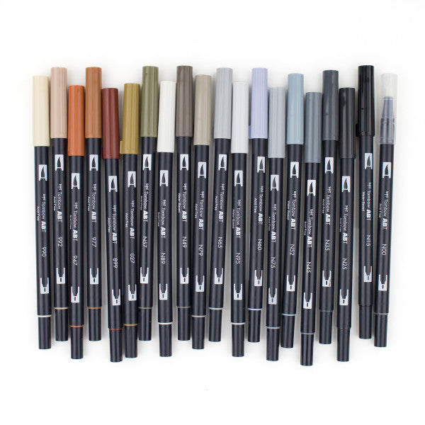Neutral 20 Set Dual Brush Pen Sets - Odd Nodd Art Supply