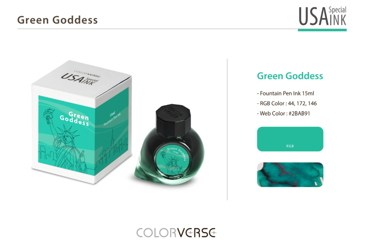 Colorverse USA Special Fountain Pen Ink - Odd Nodd Art Supply Green Goddess