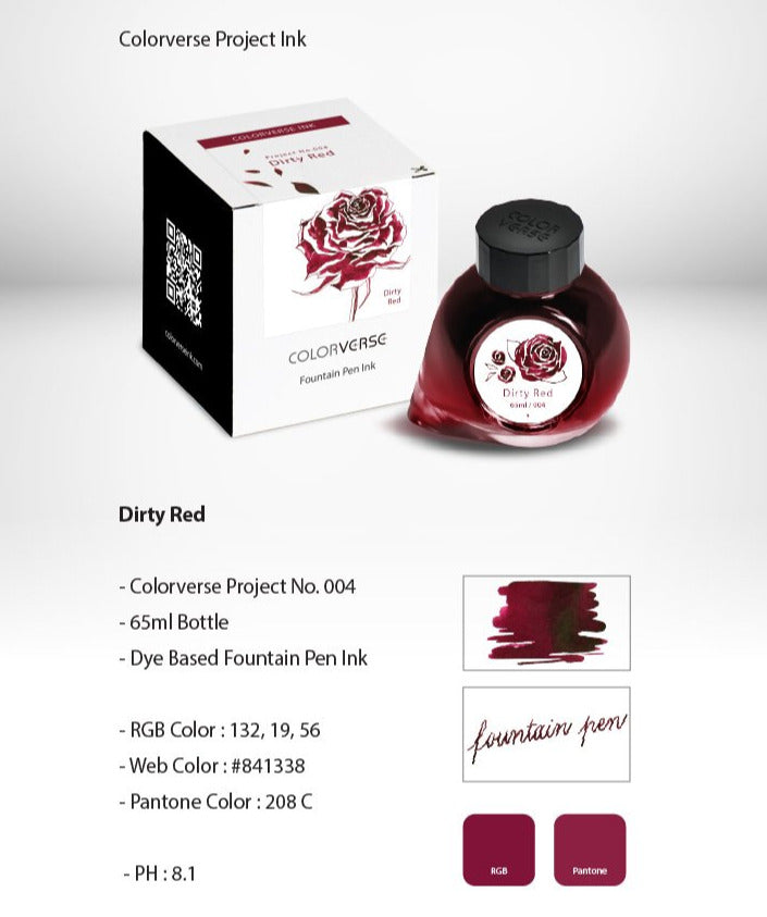 Colorverse Project Fountain Pen Ink Dirty Red - Odd Nodd Art Supply