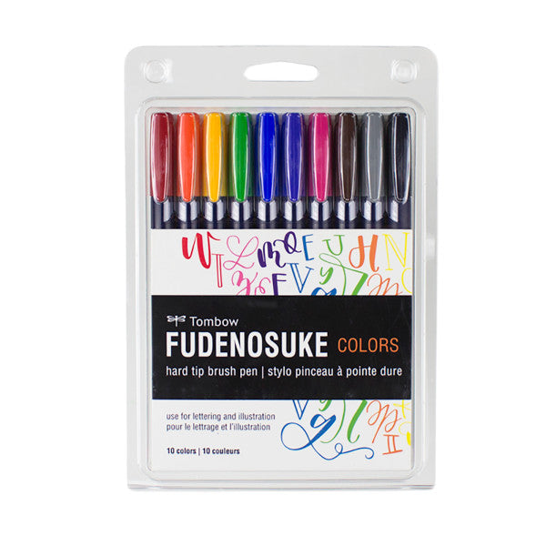 10 Color Fudenosuke Colored Brush Pen Set Odd Nodd Art Supply
