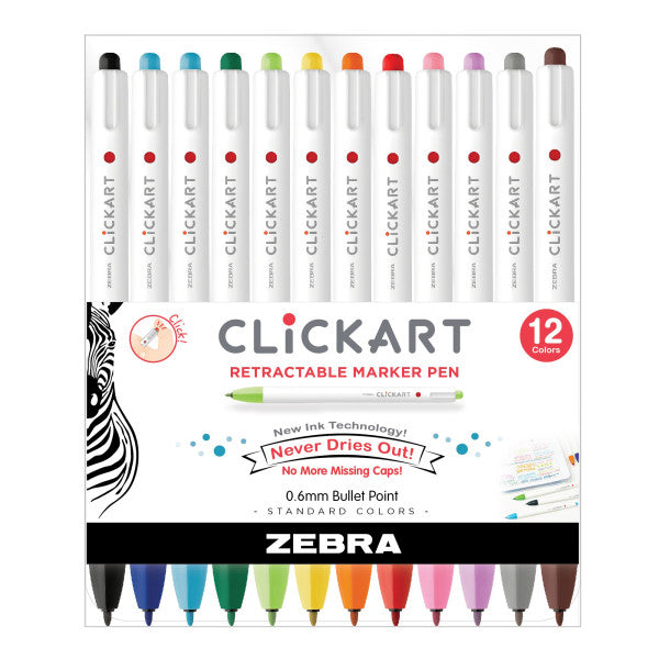 ClickArt Retractable Marker Pen Sets 12 Colors - Odd Nodd Art Supply
