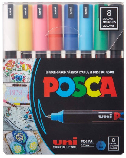 Uni Posca Paint Markers - Basic Colors, Set of 8, Medium Tip, 2.5 mm