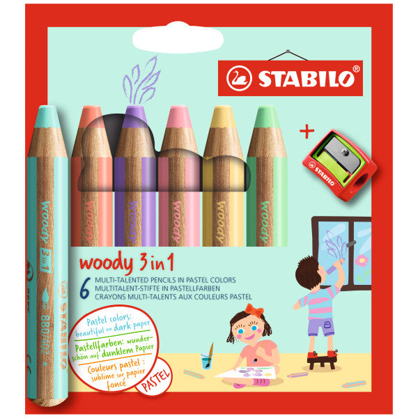 Pastel 6 STABILO Woody 3 in 1 - Odd Nodd Art Supply